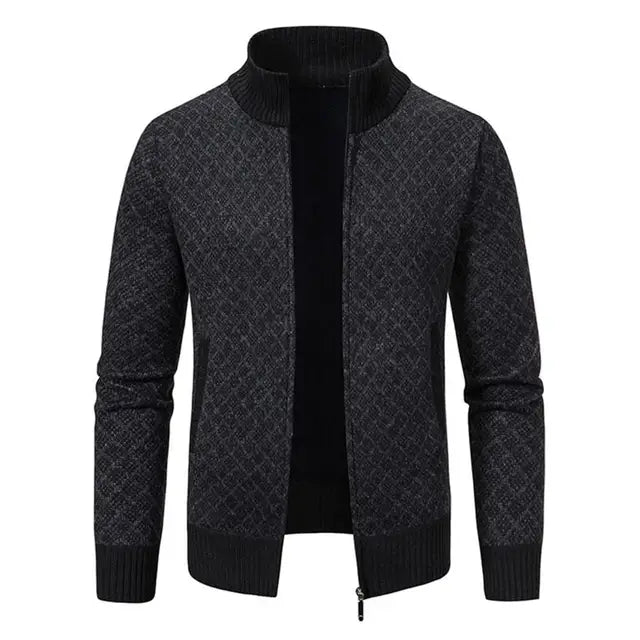 Otis | Stylish Diamond Knit Zip Up Mens Cardigan
