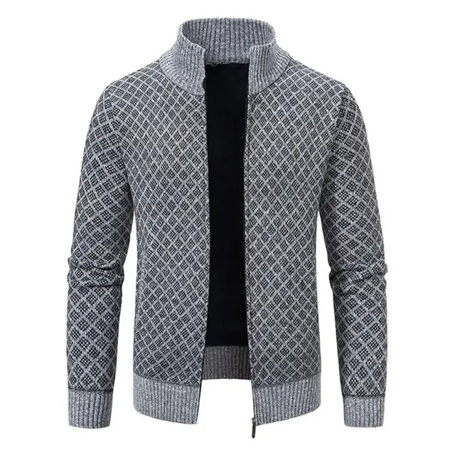 Otis | Stylish Diamond Knit Zip Up Mens Cardigan