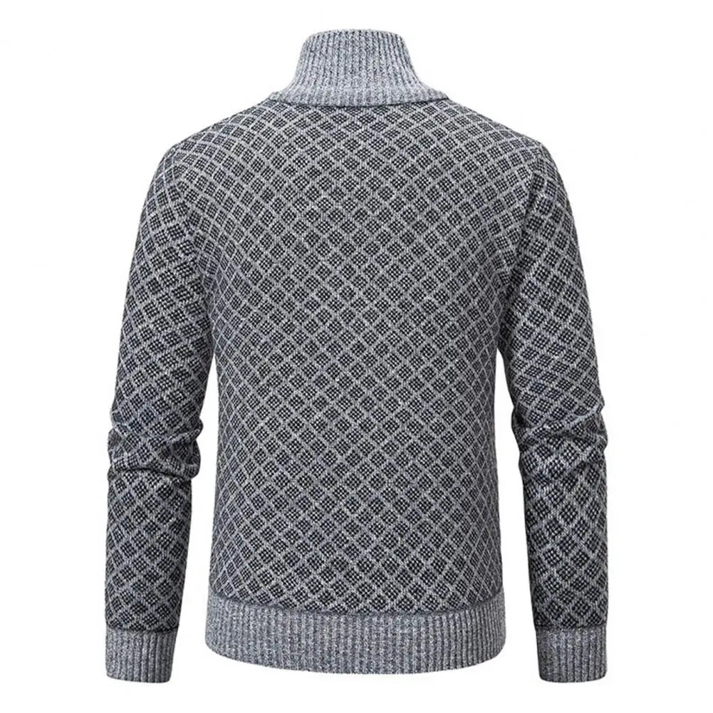 Otis | Stylish Diamond Knit Zip Up Mens Cardigan