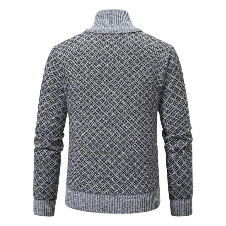 Otis | Stylish Diamond Knit Zip Up Mens Cardigan