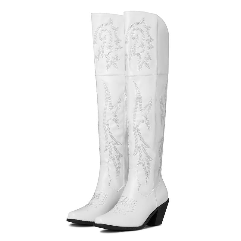 Ottilie | Embroidered Over-the-Knee Heeled Cowboy Boots