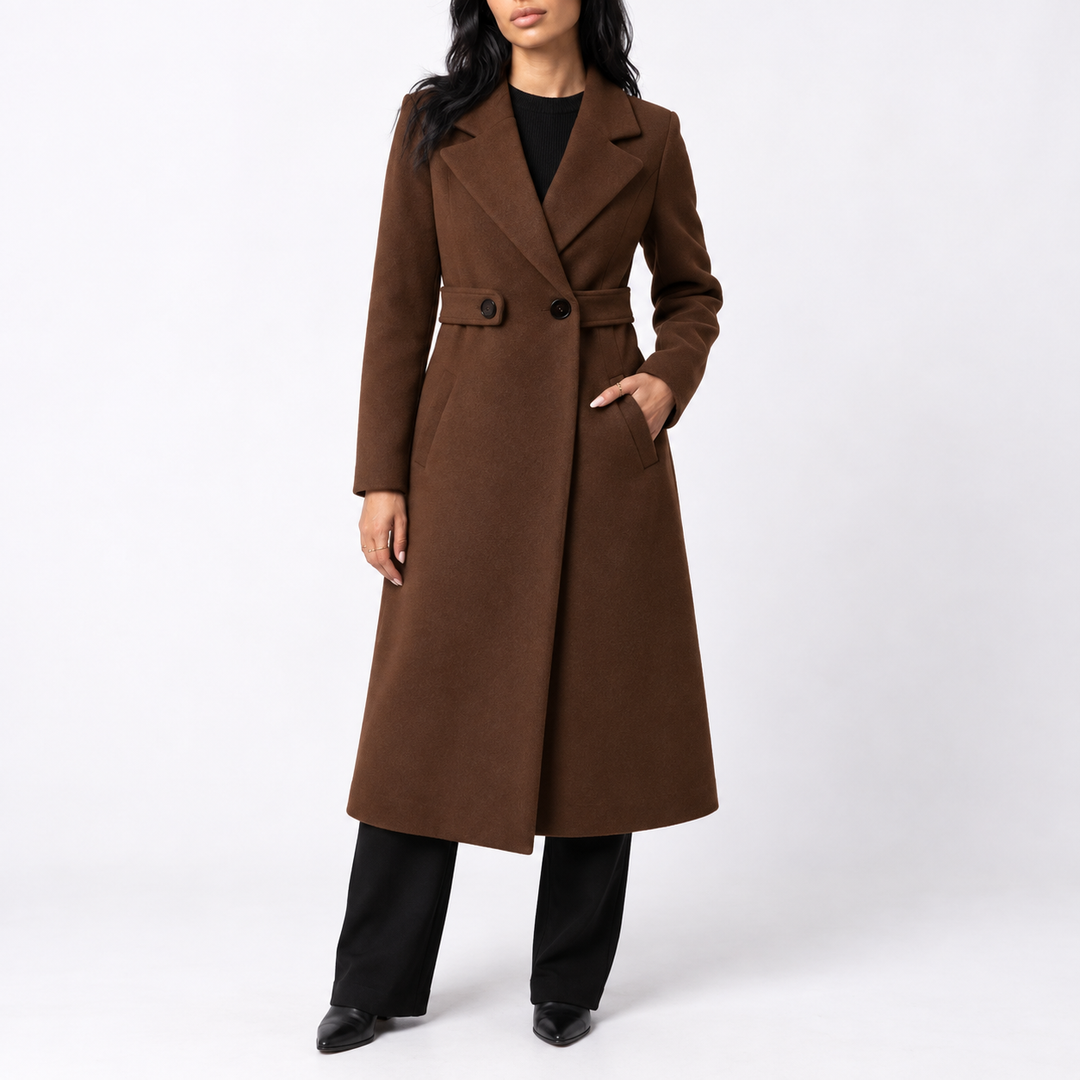 Penelope | Effortless Belted Plus Size Coat with Wide Lapels