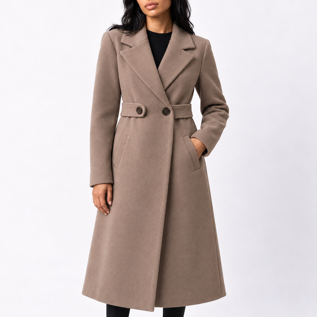Penelope | Effortless Belted Plus Size Coat with Wide Lapels