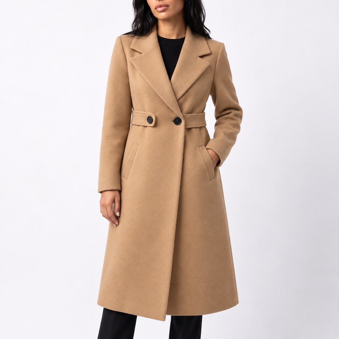 Penelope | Effortless Belted Plus Size Coat with Wide Lapels