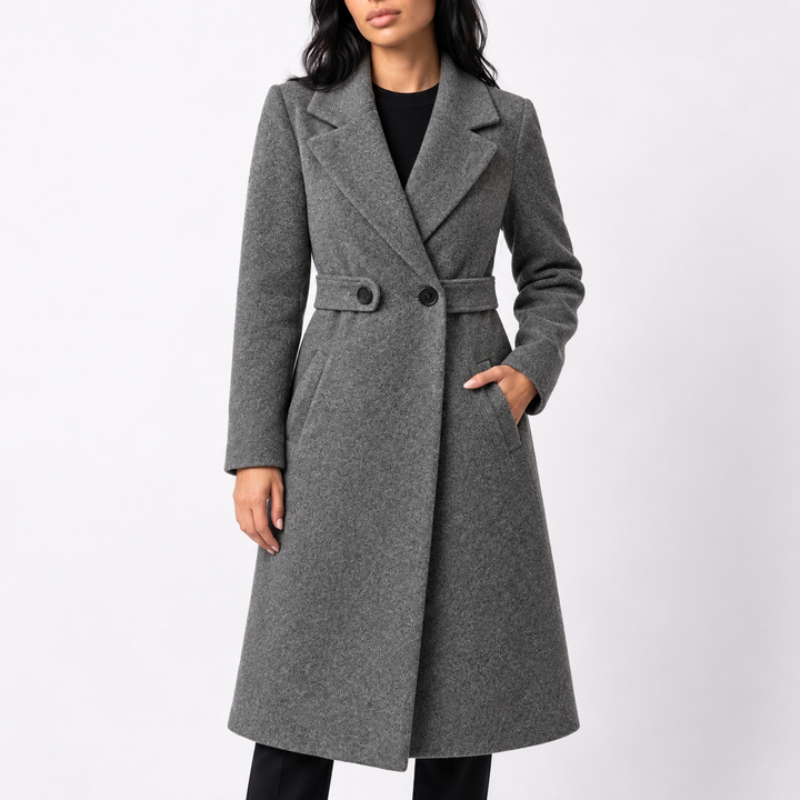 Penelope | Effortless Belted Plus Size Coat with Wide Lapels
