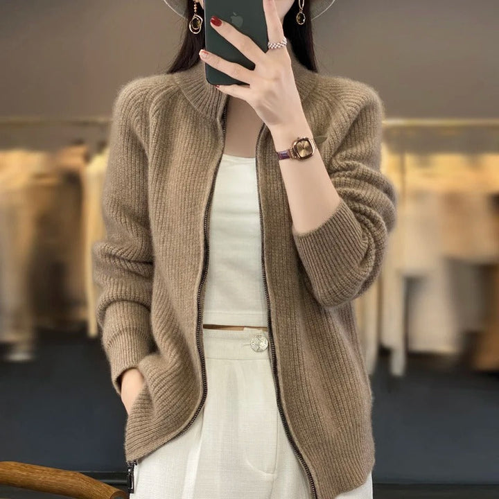 Penelope | Effortless Ribbed Zip Up Cardigan