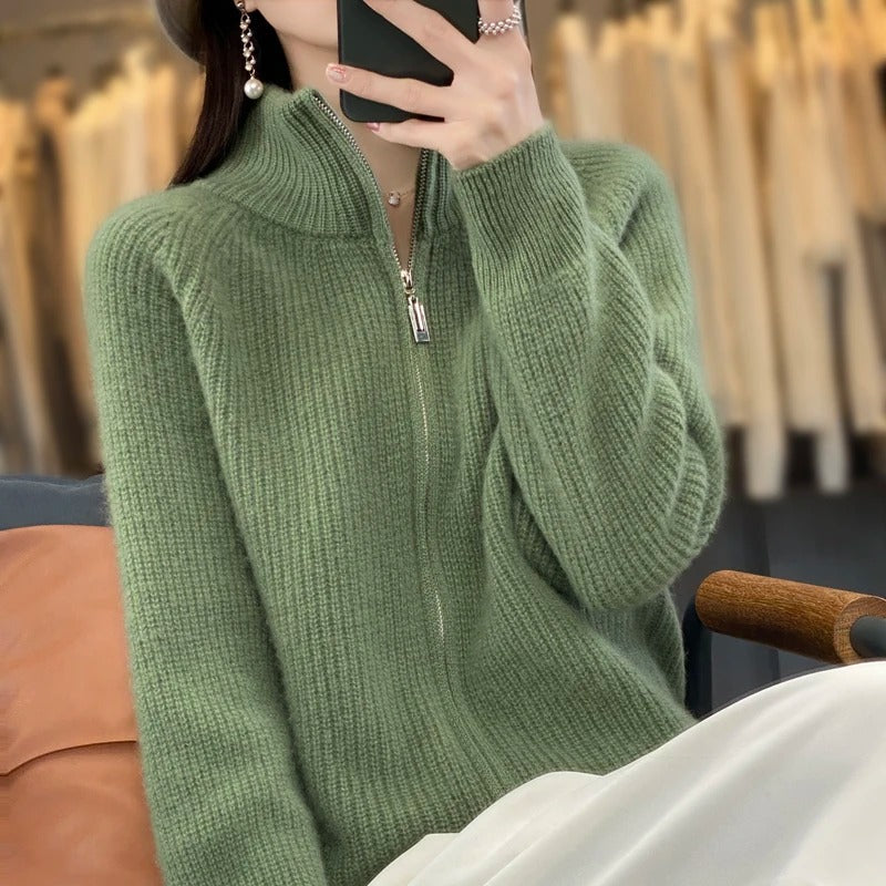 Penelope | Effortless Ribbed Zip Up Cardigan