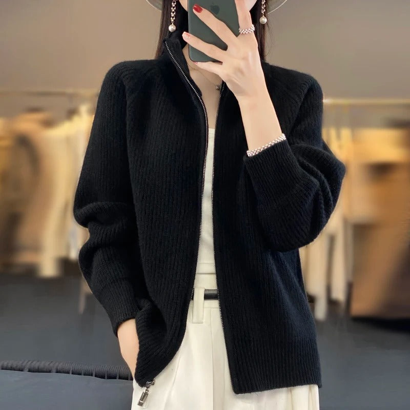 Penelope | Effortless Ribbed Zip Up Cardigan