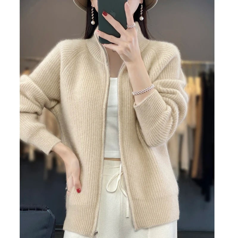 Penelope | Effortless Ribbed Zip Up Cardigan