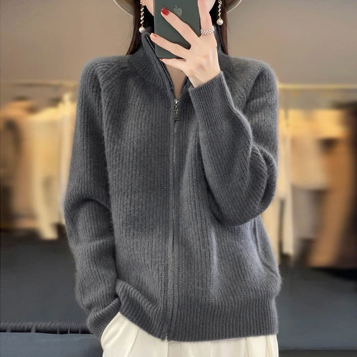 Penelope | Effortless Ribbed Zip Up Cardigan