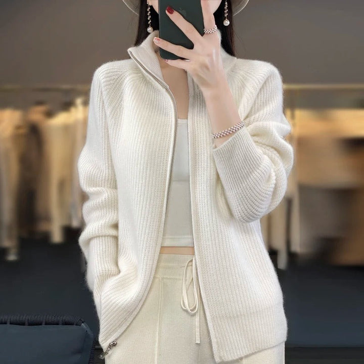 Penelope | Effortless Ribbed Zip Up Cardigan