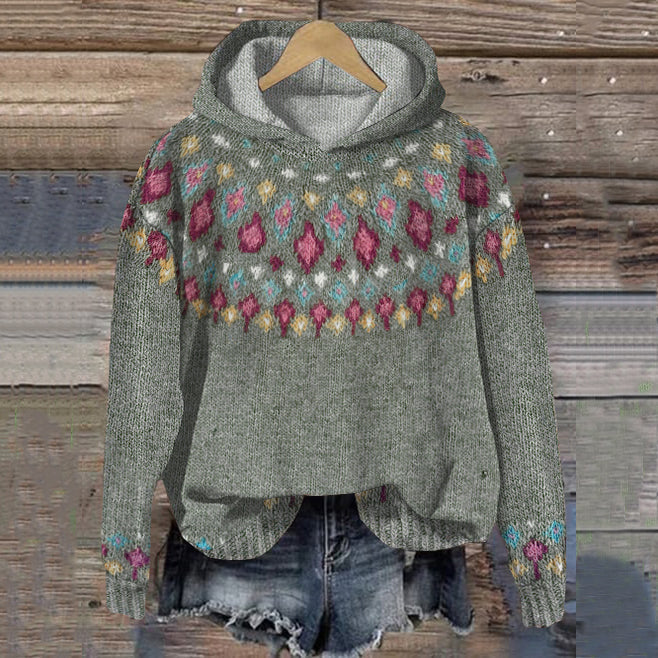 Phoebe | Cosy Fair Isle Knitted Pullover Hoodie