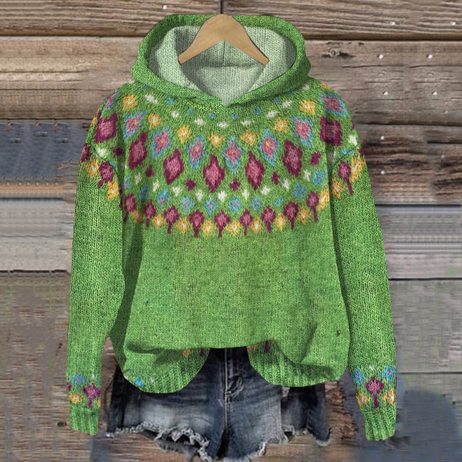 Phoebe | Cosy Fair Isle Knitted Pullover Hoodie