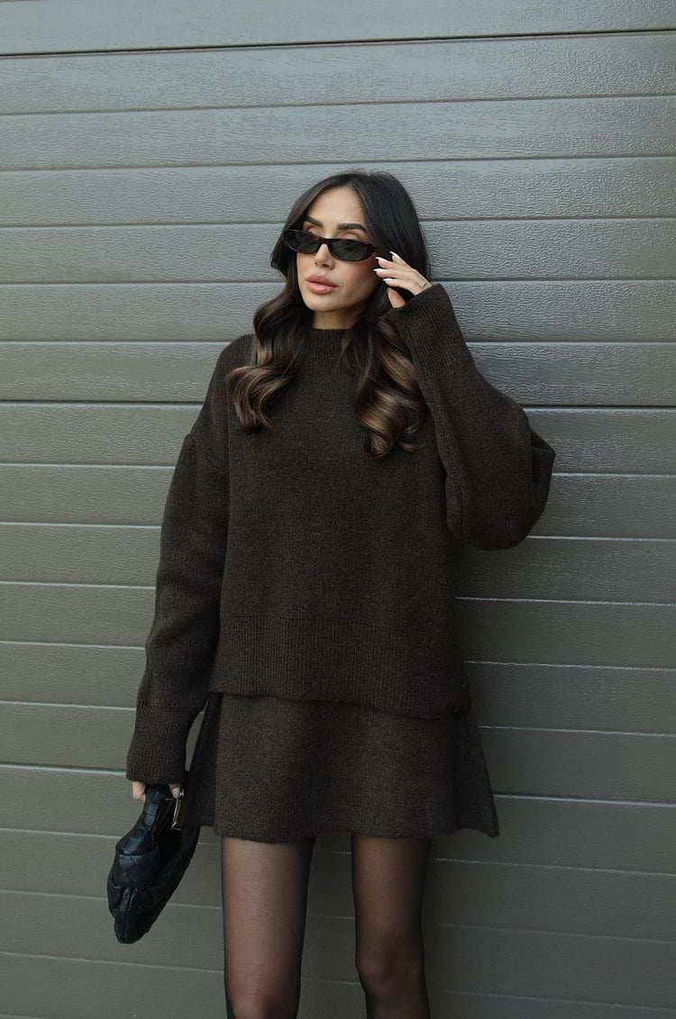 Phoebe | Elegant Knitted Jumper and Skirt Lounge Set