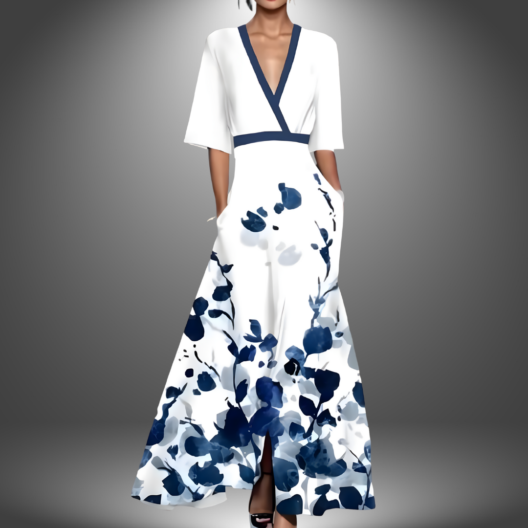 Poppy | Polished Floral Wrap Autumn Wedding Guest Maxi Dress