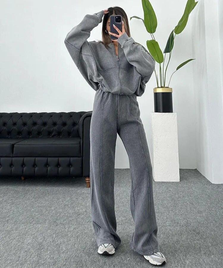 Poppy | Timeless Zip-Up Wide Leg Lounge Set