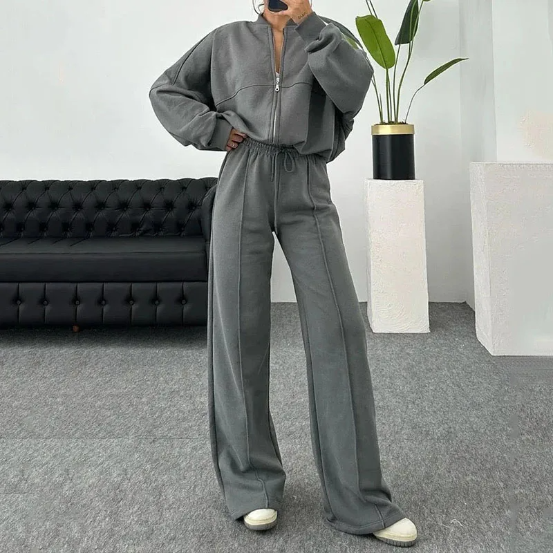 Poppy | Timeless Zip-Up Wide Leg Lounge Set