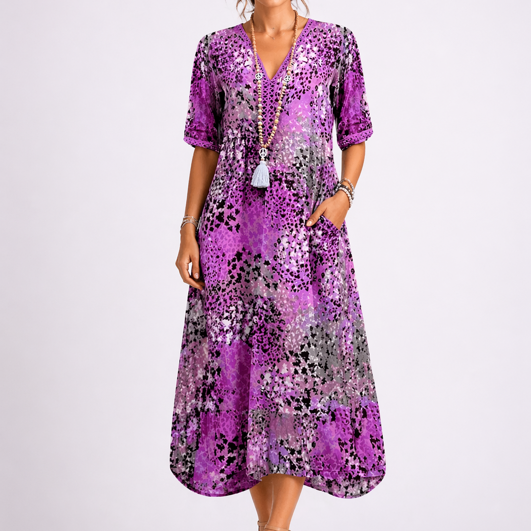 Elsie | Elegant Floral Midi Autumn Wedding Guest Dress