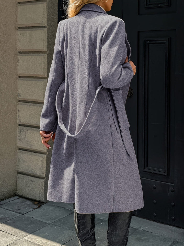 Raya | Elegant Belted Plus Size Coat with Notch Collar
