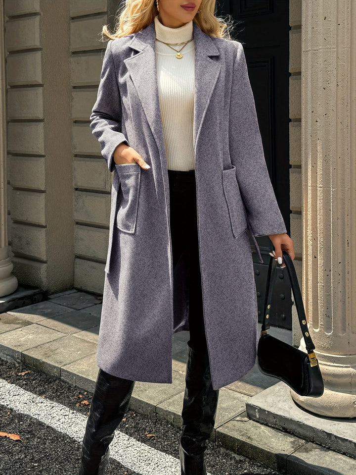 Raya | Elegant Belted Plus Size Coat with Notch Collar