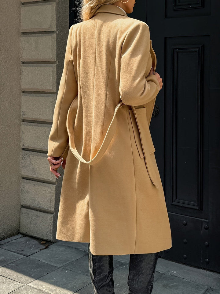Raya | Elegant Belted Plus Size Coat with Notch Collar