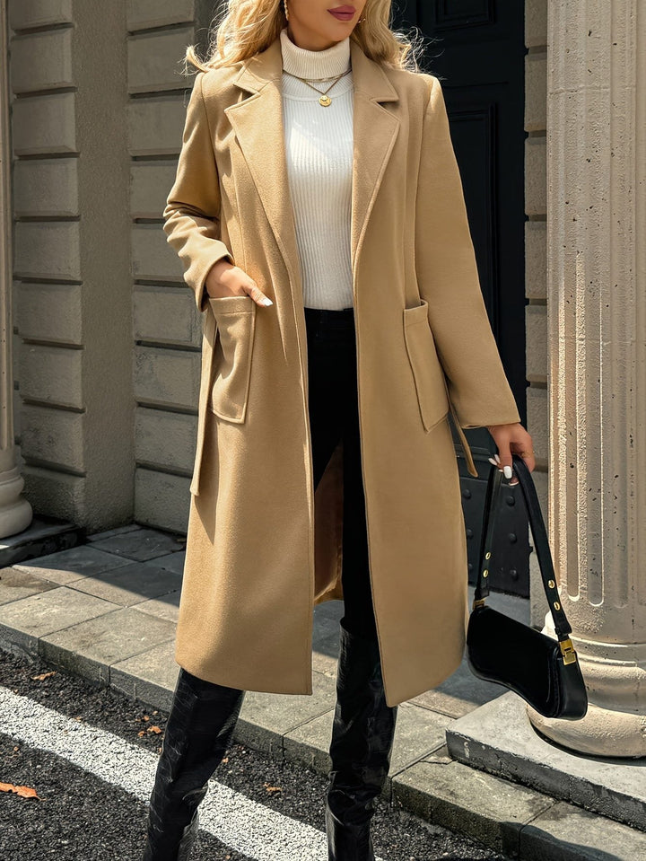 Raya | Elegant Belted Plus Size Coat with Notch Collar