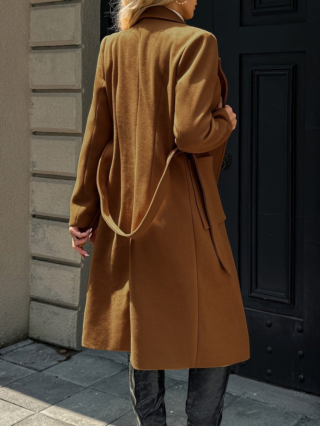 Raya | Elegant Belted Plus Size Coat with Notch Collar