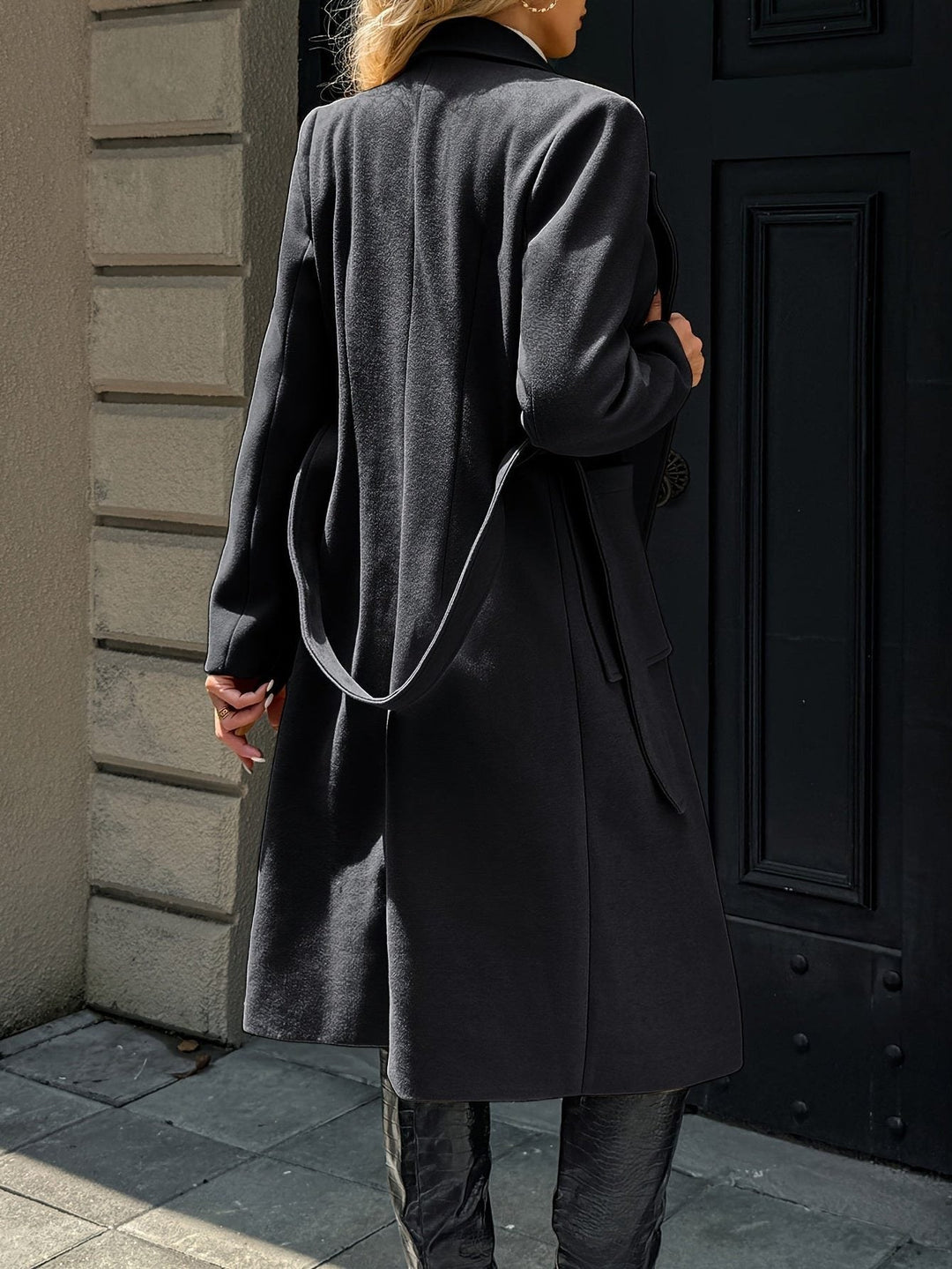 Raya | Elegant Belted Plus Size Coat with Notch Collar