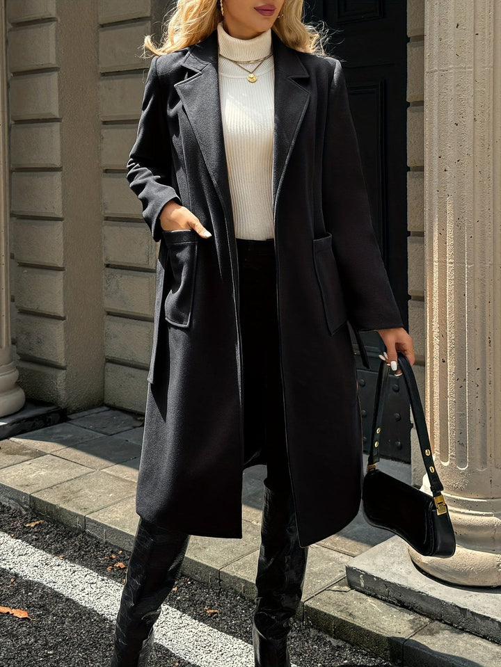 Raya | Elegant Belted Plus Size Coat with Notch Collar