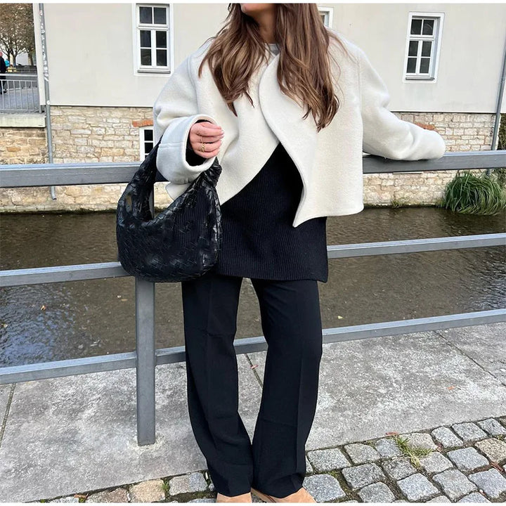 Raya | Graceful Collarless Short Winter Coat