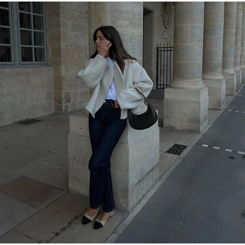 Raya | Graceful Collarless Short Winter Coat