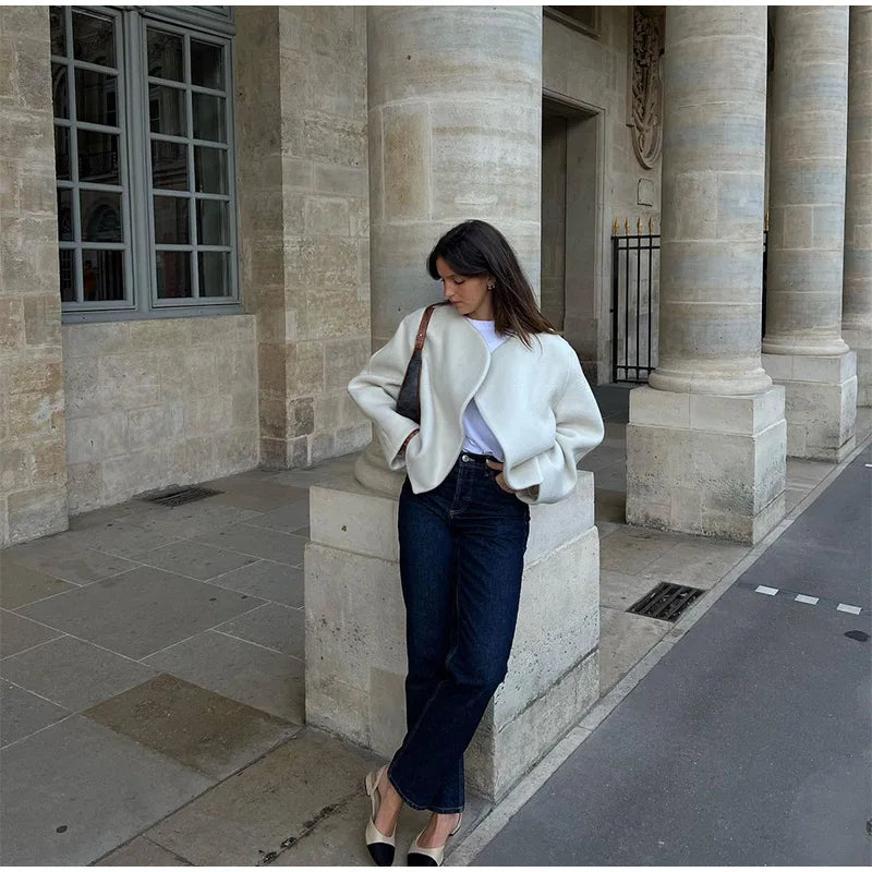 Raya | Graceful Collarless Short Winter Coat