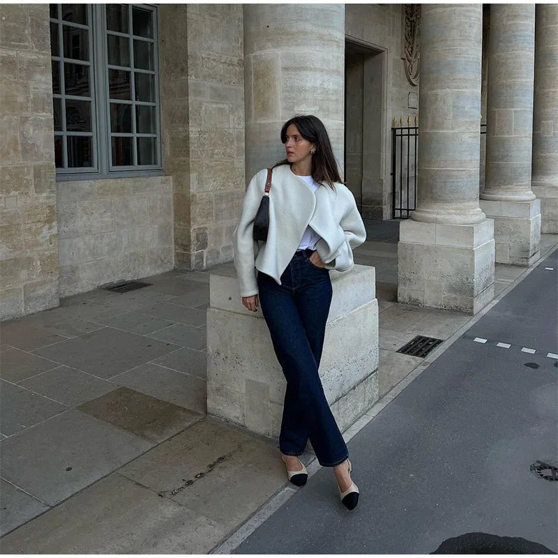 Raya | Graceful Collarless Short Winter Coat