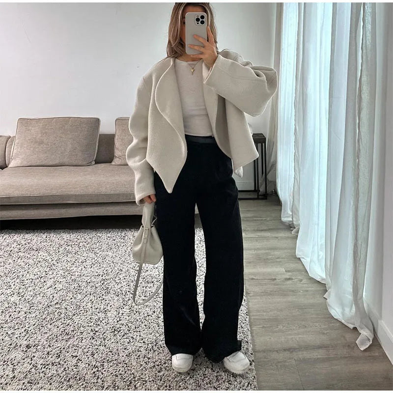 Raya | Graceful Collarless Short Winter Coat