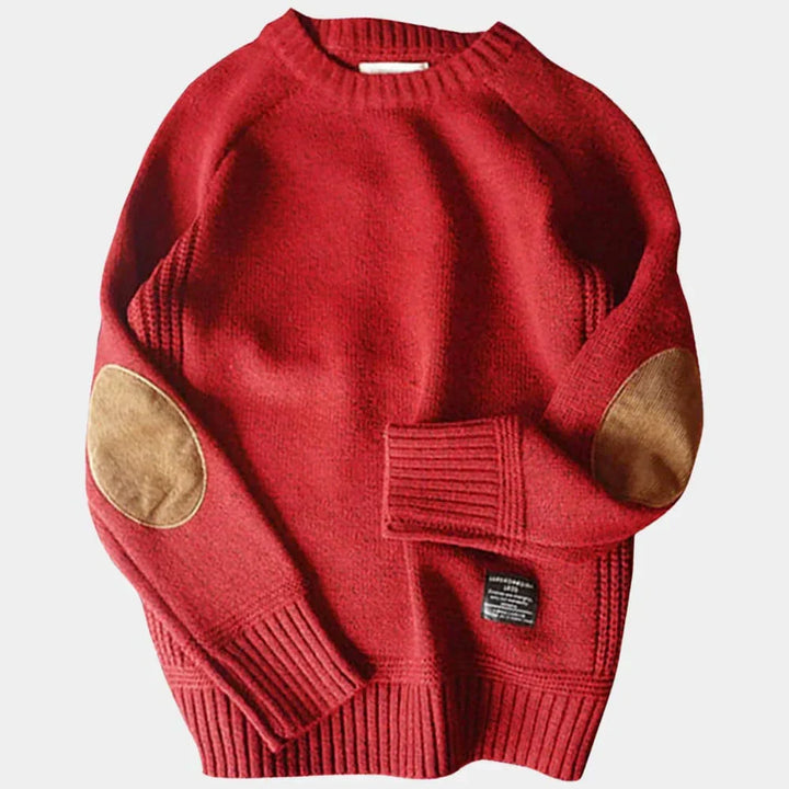 Reggie | Elbow Patch Crew Neck Mens Knitted Jumper