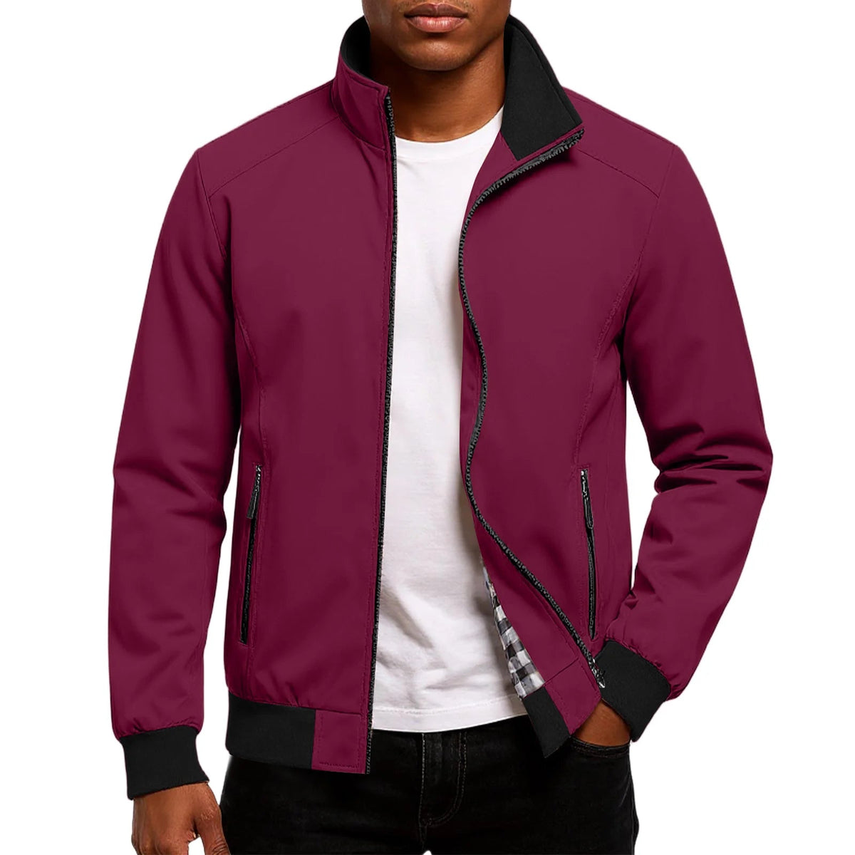 Riley | Effortless Contrast Trim Zip-Up Bomber Jacket