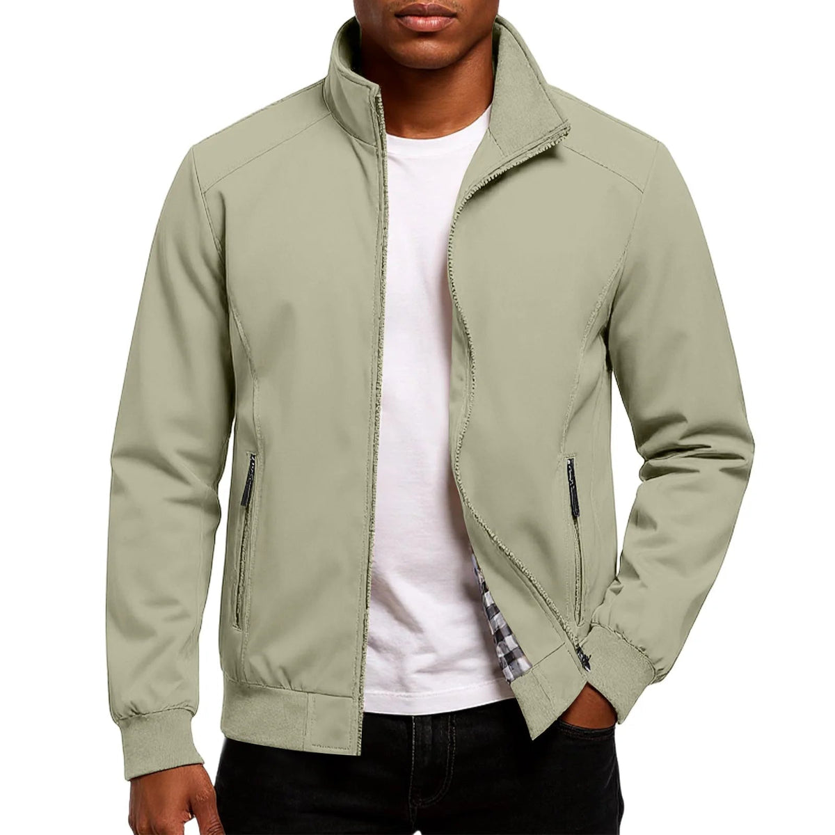 Riley | Effortless Contrast Trim Zip-Up Bomber Jacket
