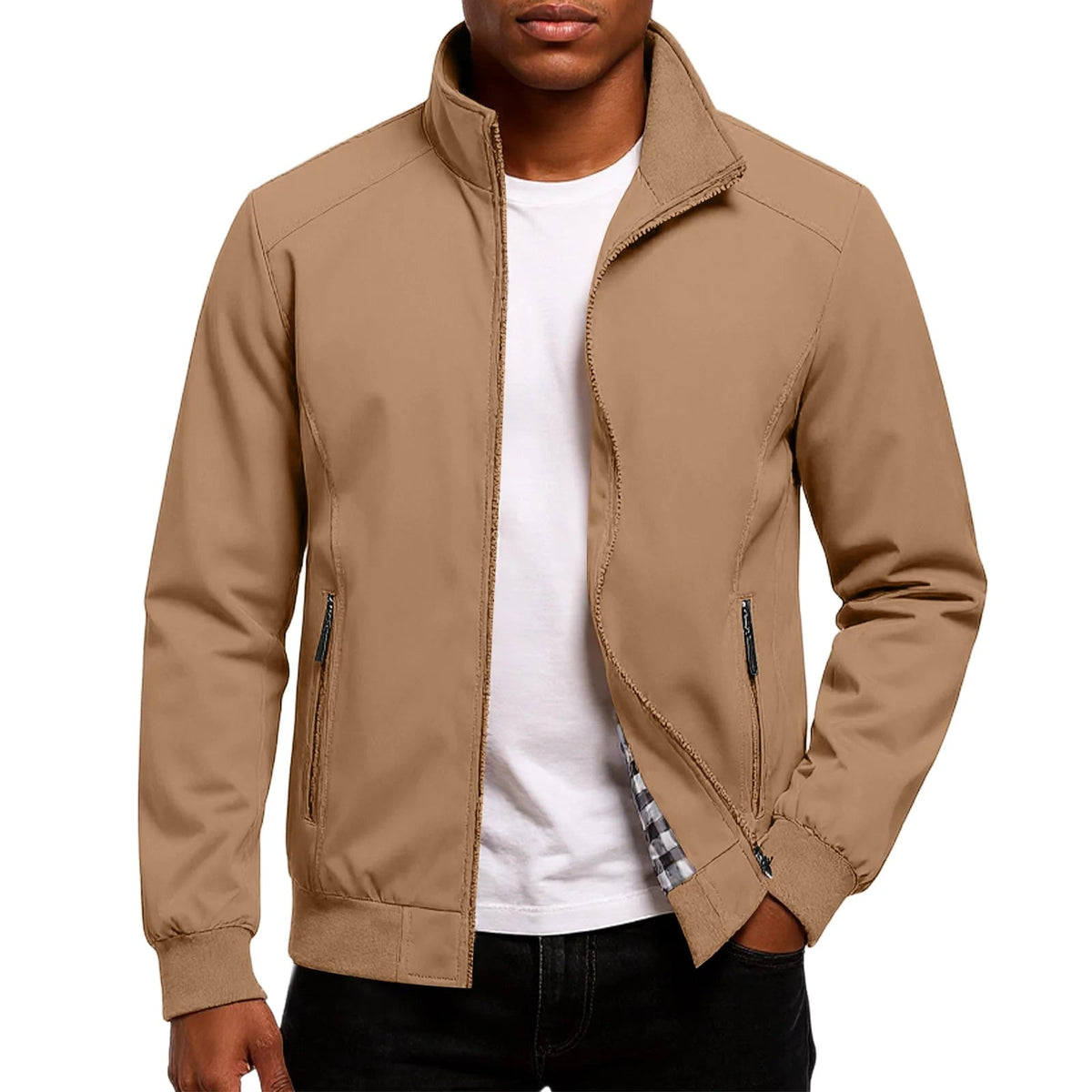 Riley | Effortless Contrast Trim Zip-Up Bomber Jacket