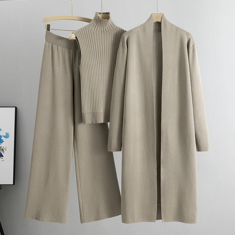 Robyn | Chic Three Piece Wide Leg Knit Lounge Set