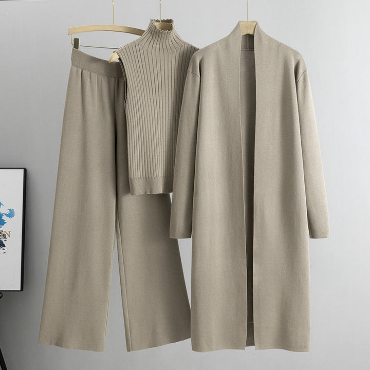 Robyn | Chic Three Piece Wide Leg Knit Lounge Set