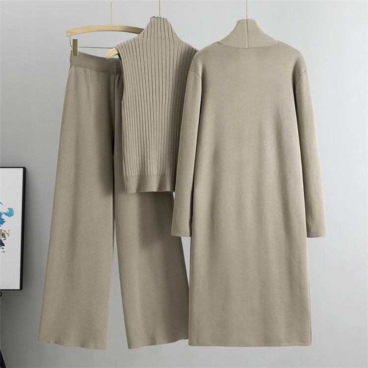 Robyn | Chic Three Piece Wide Leg Knit Lounge Set