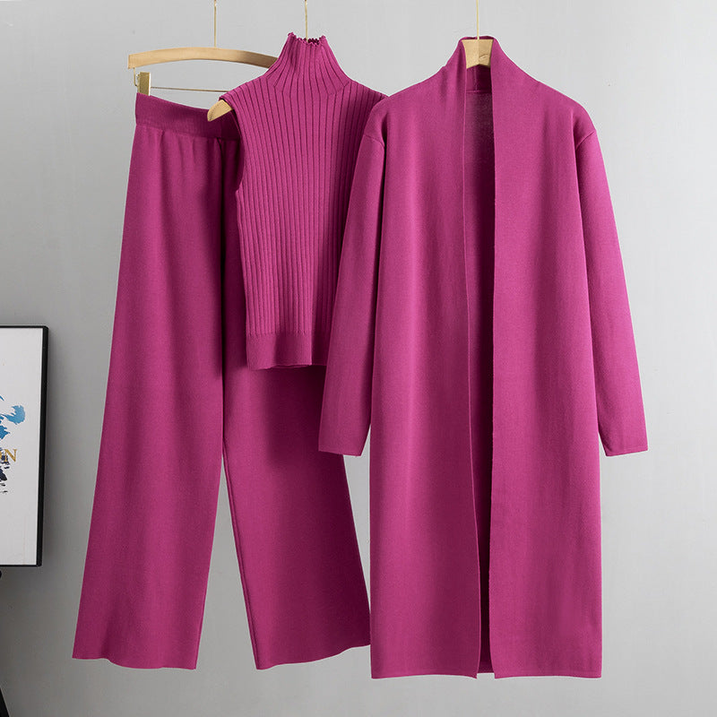 Robyn | Chic Three Piece Wide Leg Knit Lounge Set