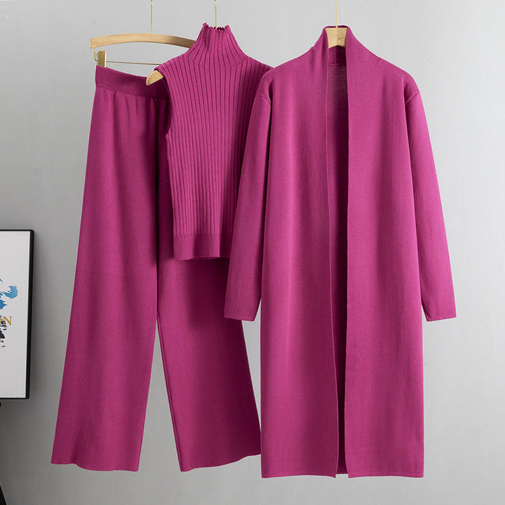 Robyn | Chic Three Piece Wide Leg Knit Lounge Set