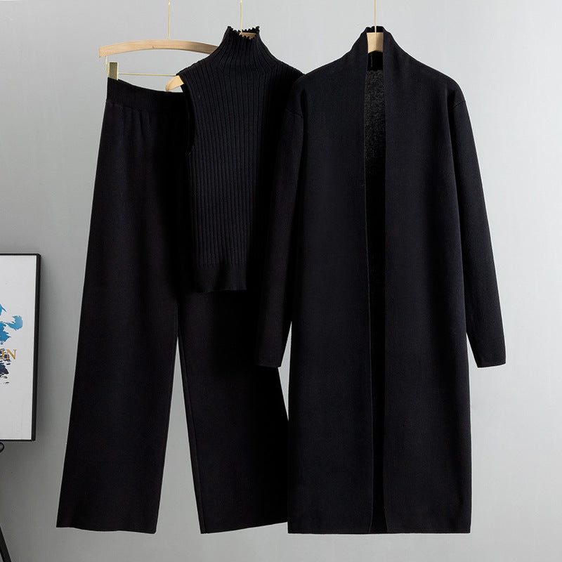 Robyn | Chic Three Piece Wide Leg Knit Lounge Set