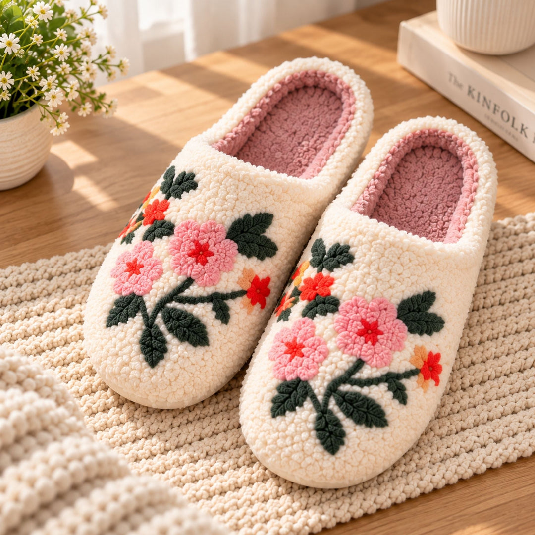 Robyn | Relaxed Floral Embroidered Womens Slippers