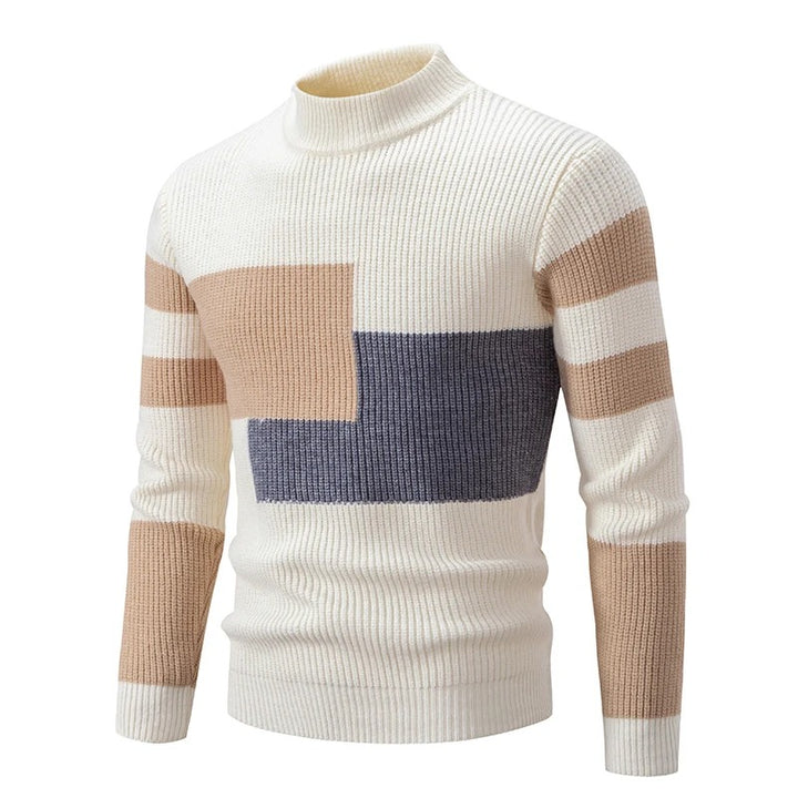 Ronnie | High Neck Colour Block Mens Knitted Jumper