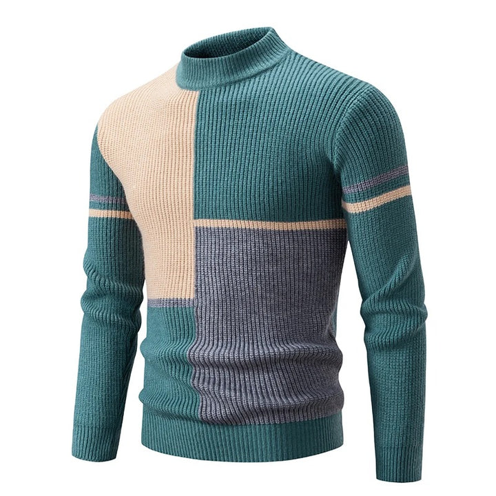 Ronnie | High Neck Colour Block Mens Knitted Jumper