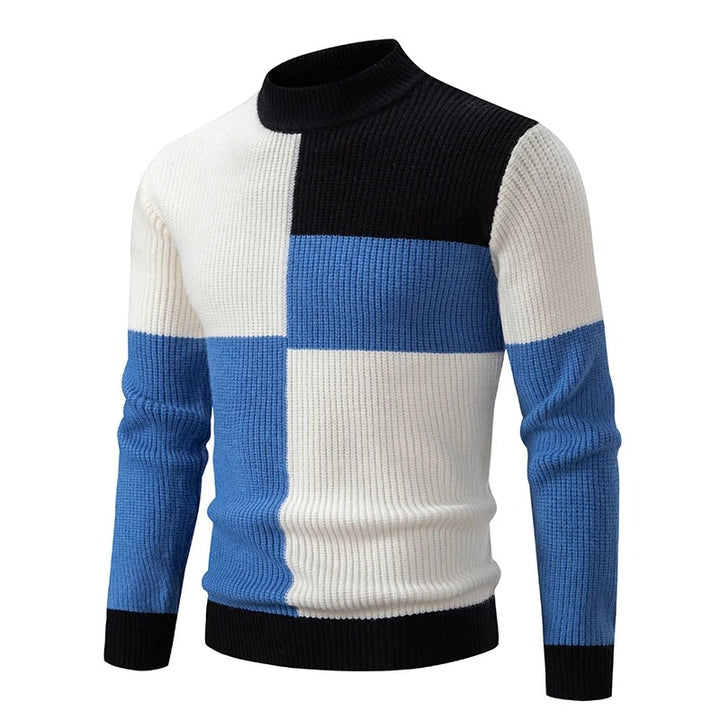 Ronnie | High Neck Colour Block Mens Knitted Jumper