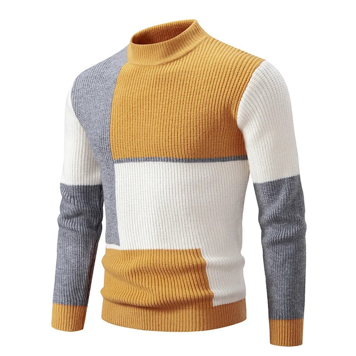 Ronnie | High Neck Colour Block Mens Knitted Jumper