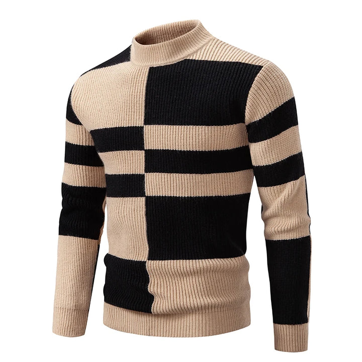Ronnie | High Neck Colour Block Mens Knitted Jumper